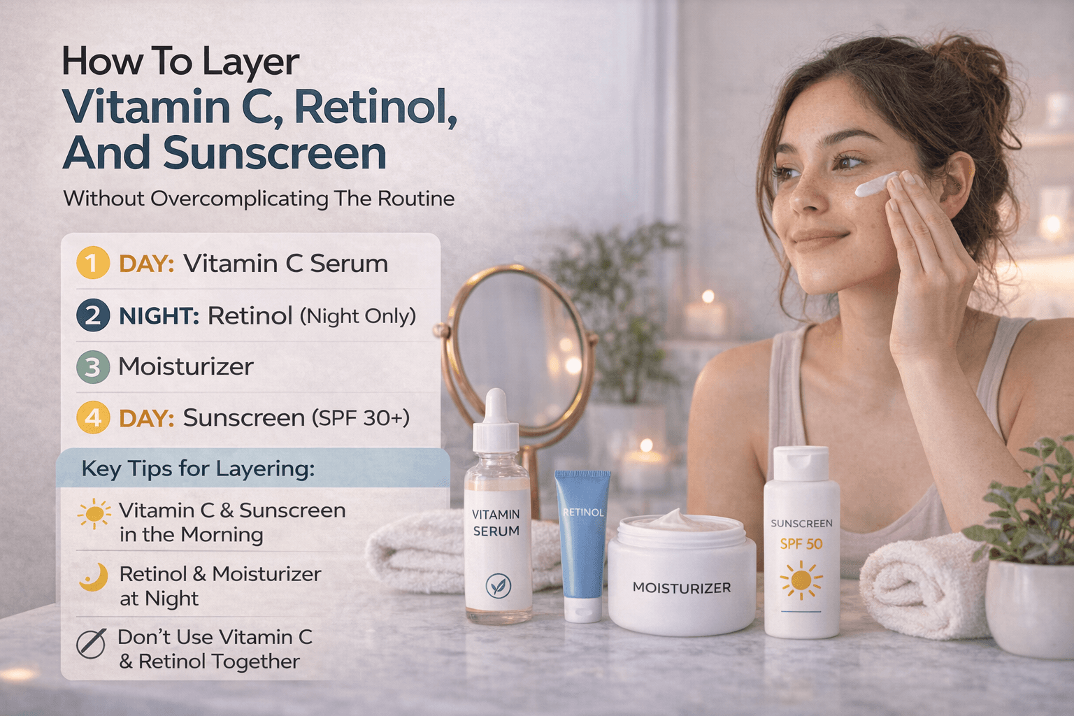 How To Layer Vitamin C, Retinol, And Sunscreen Without Overcomplicating The Routine